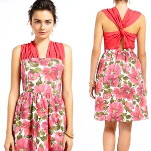 Anthropologie 'Electric LOVE Light' Pink Floral Dress, Size 4
